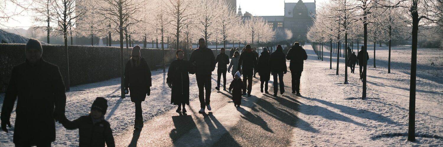 People Walking on the Road from Frederiksborg Castle