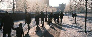 People Walking on the Road from Frederiksborg Castle