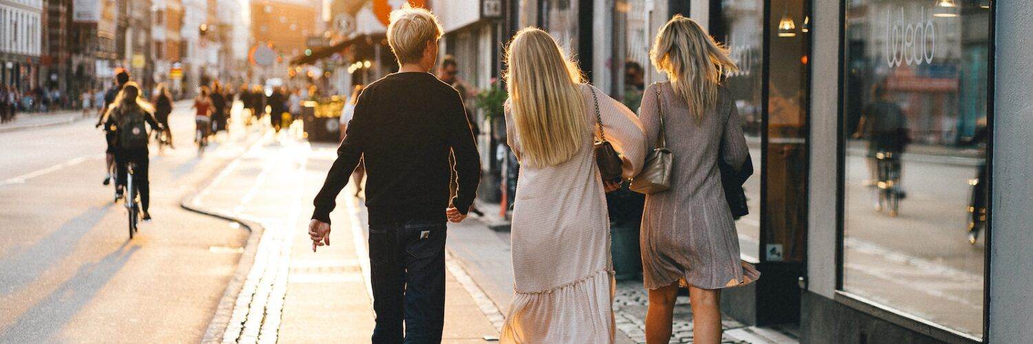 People Walking on Street on Sunset