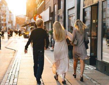 People Walking on Street on Sunset