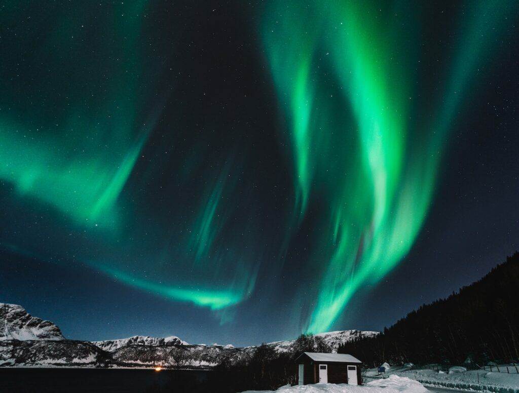 green aurora lights during night time