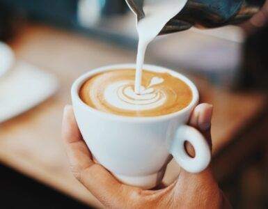 person making latte art