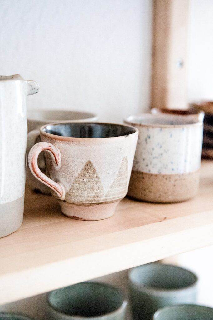 two white ceramic mug