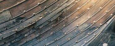 a close up of an old wooden boat