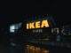 a large ikea store lit up at night