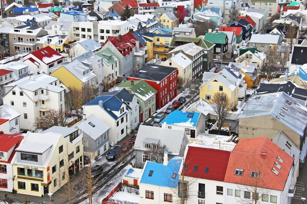 top view, icelandic houses, from the top